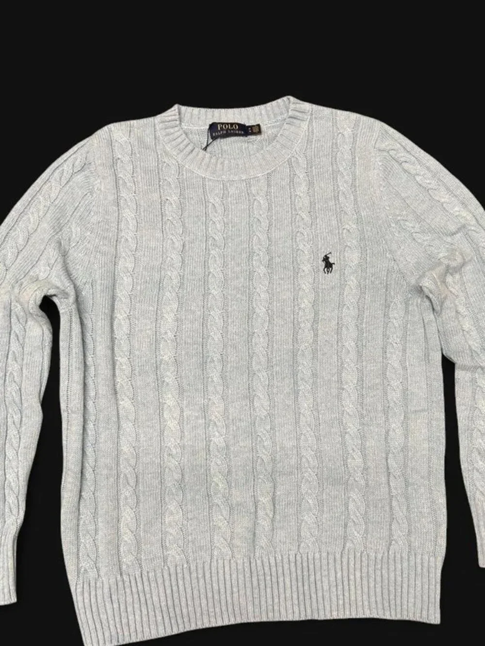Polo Ralph Lauren Gray Cable Knit Crewneck Sweater